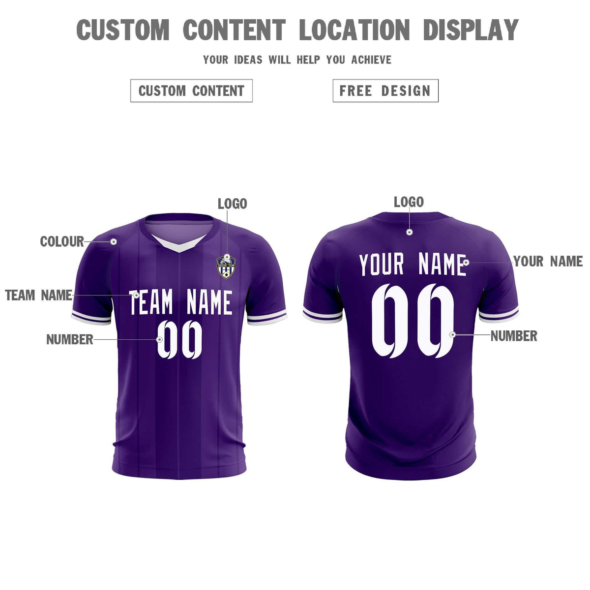 Custom Purple Classic Striped Personalized Football Kit Jersey
