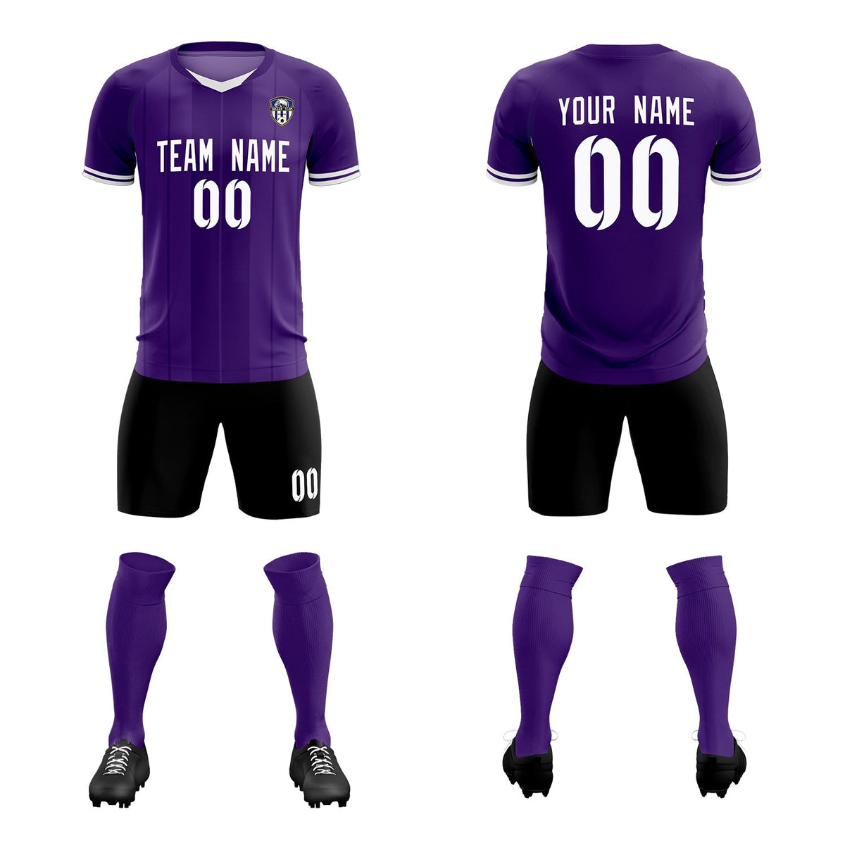 Custom Purple Classic Striped Personalized Football Kit Jersey