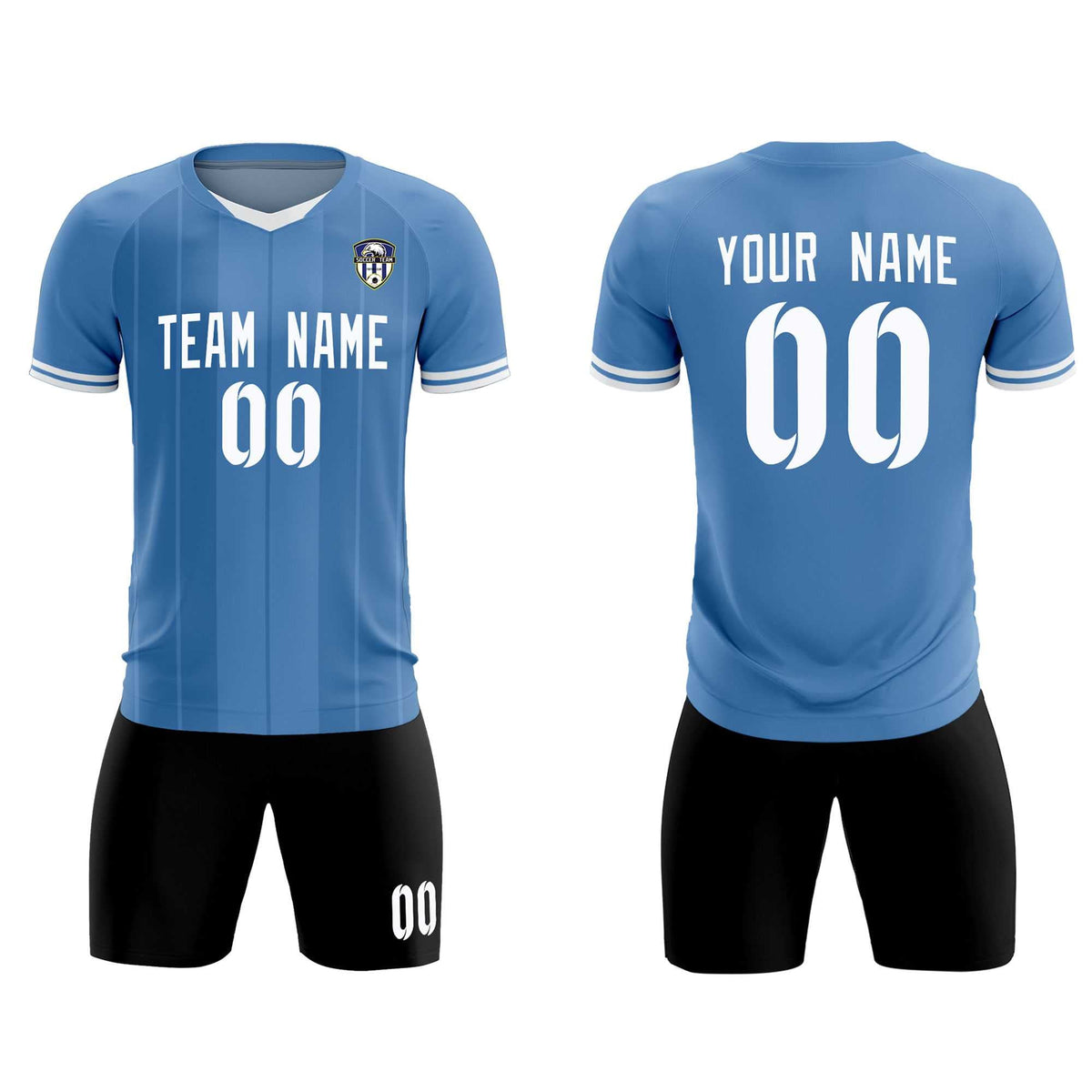 Custom Light Blue Classic Striped Personalized Football Kit Jersey