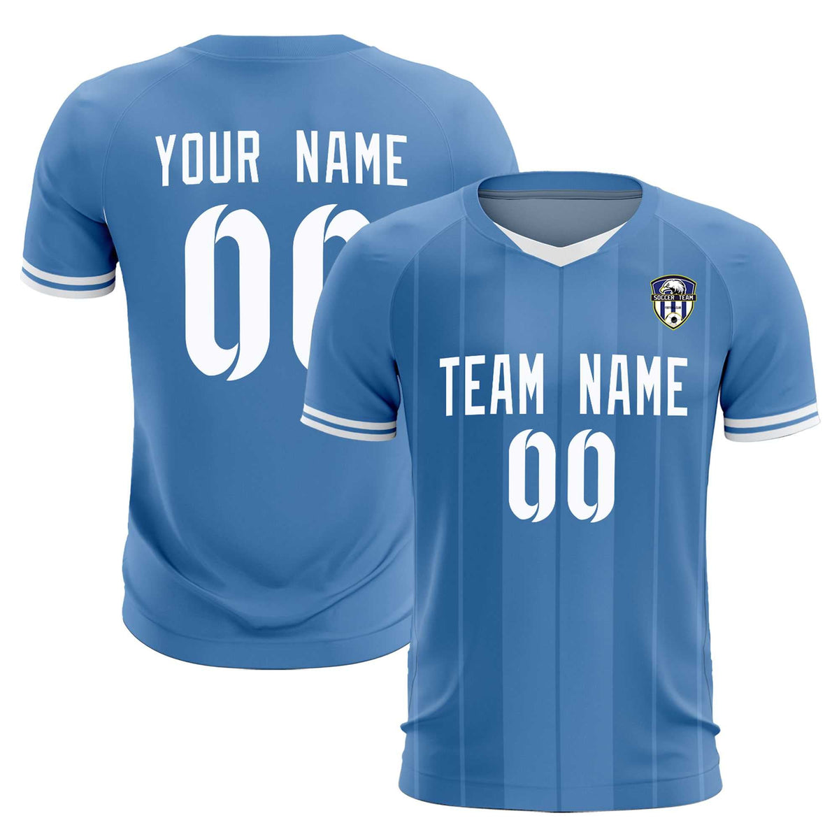 Custom Light Blue Classic Striped Personalized Football Kit Jersey