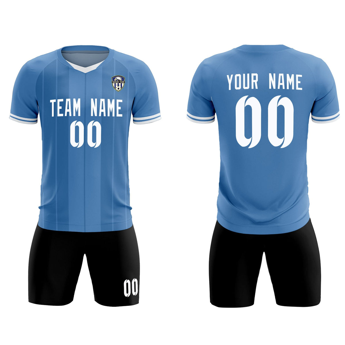 Custom Light Blue Classic Striped Personalized Football Kit Jersey