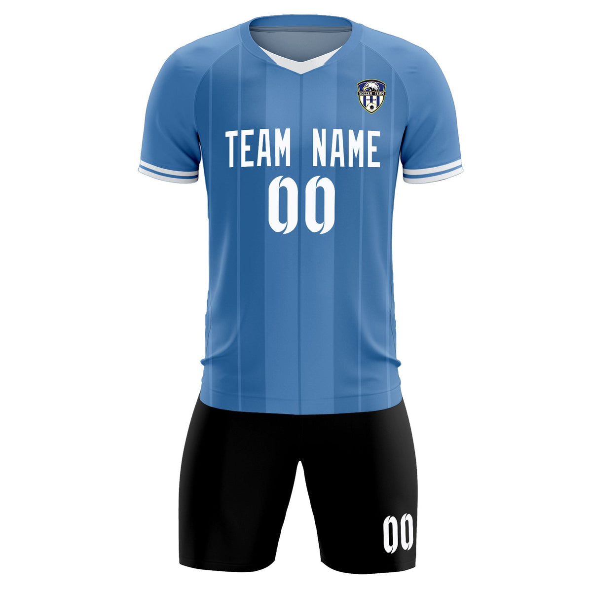 Custom Light Blue Classic Striped Personalized Football Kit Jersey