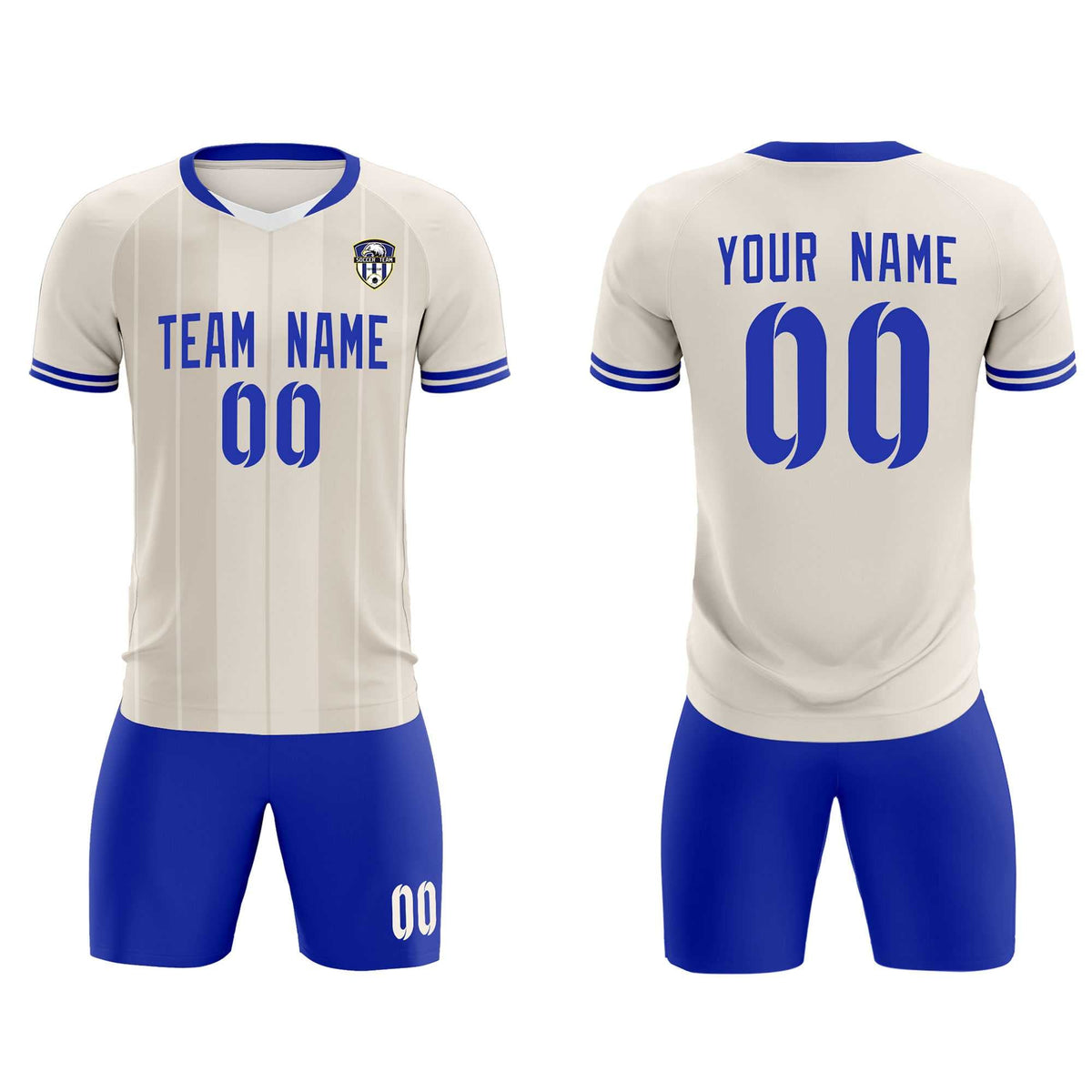 Custom Cream Classic Striped Personalized Football Kit Jersey