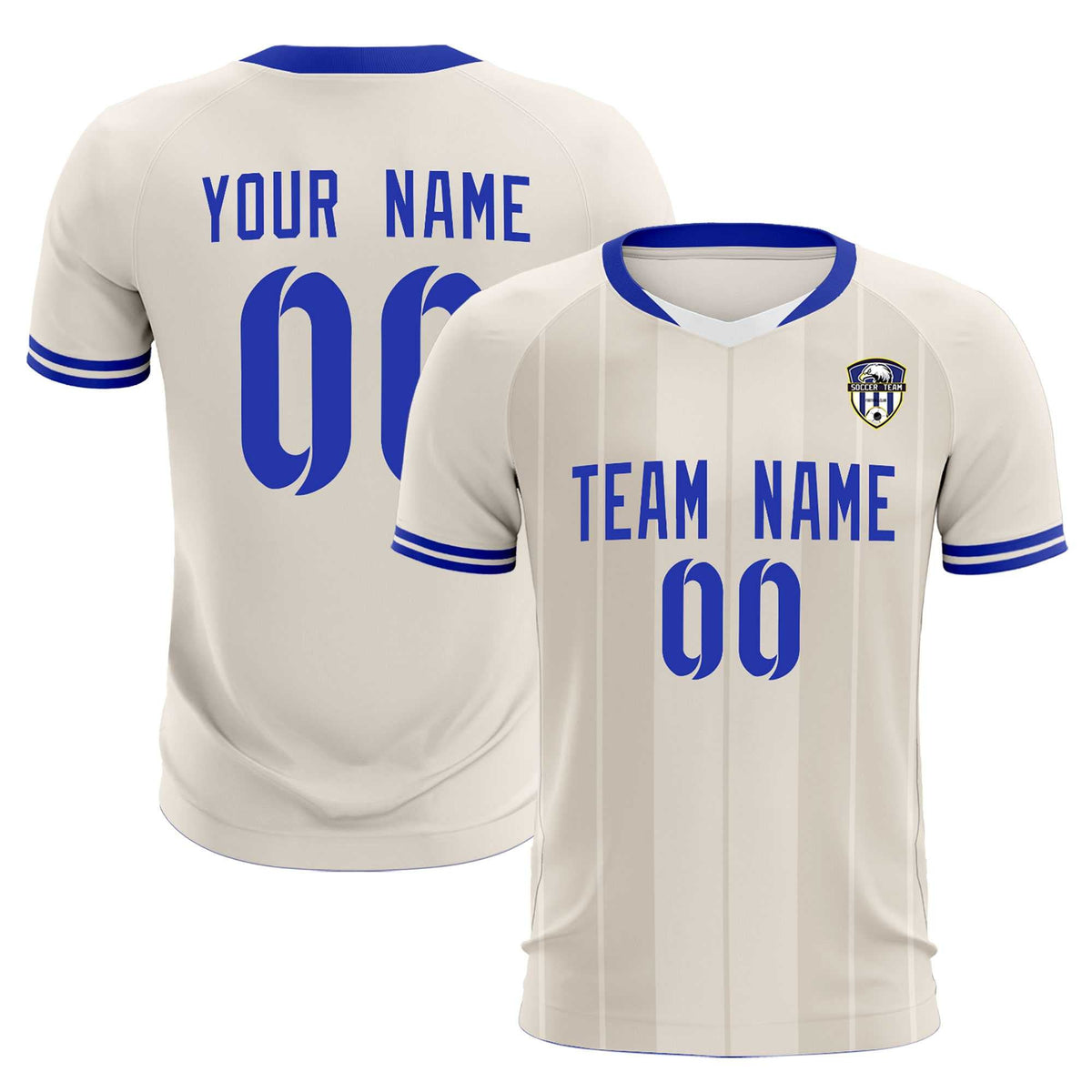 Custom Cream Classic Striped Personalized Football Kit Jersey