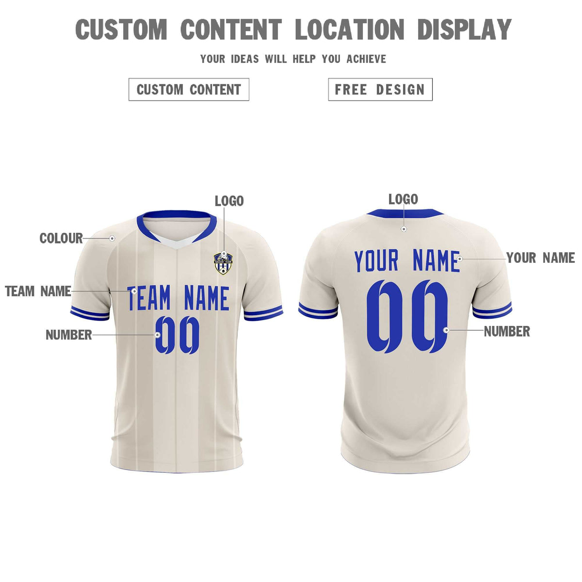 Custom Cream Classic Striped Personalized Football Kit Jersey
