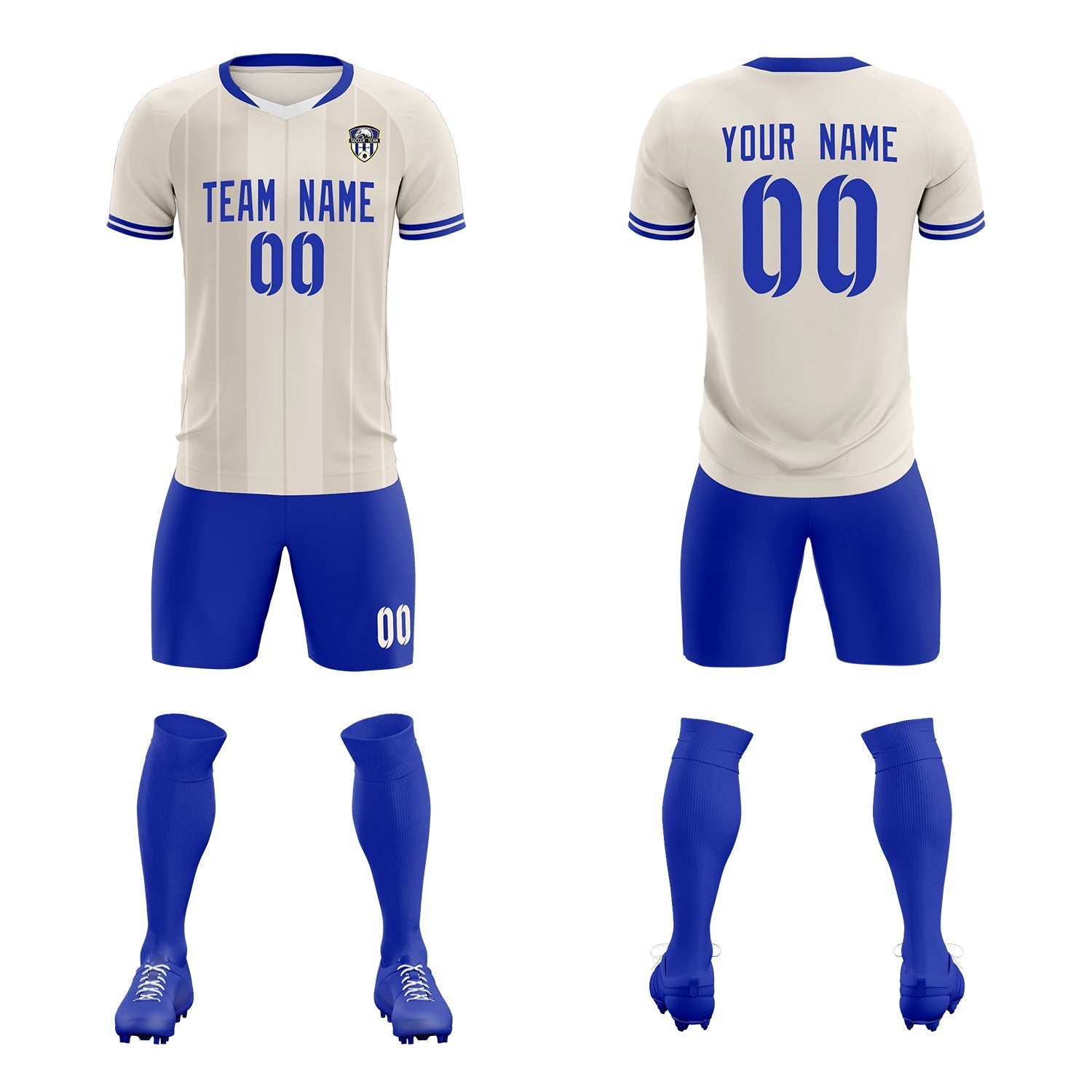 Custom Cream Classic Striped Personalized Football Kit Jersey