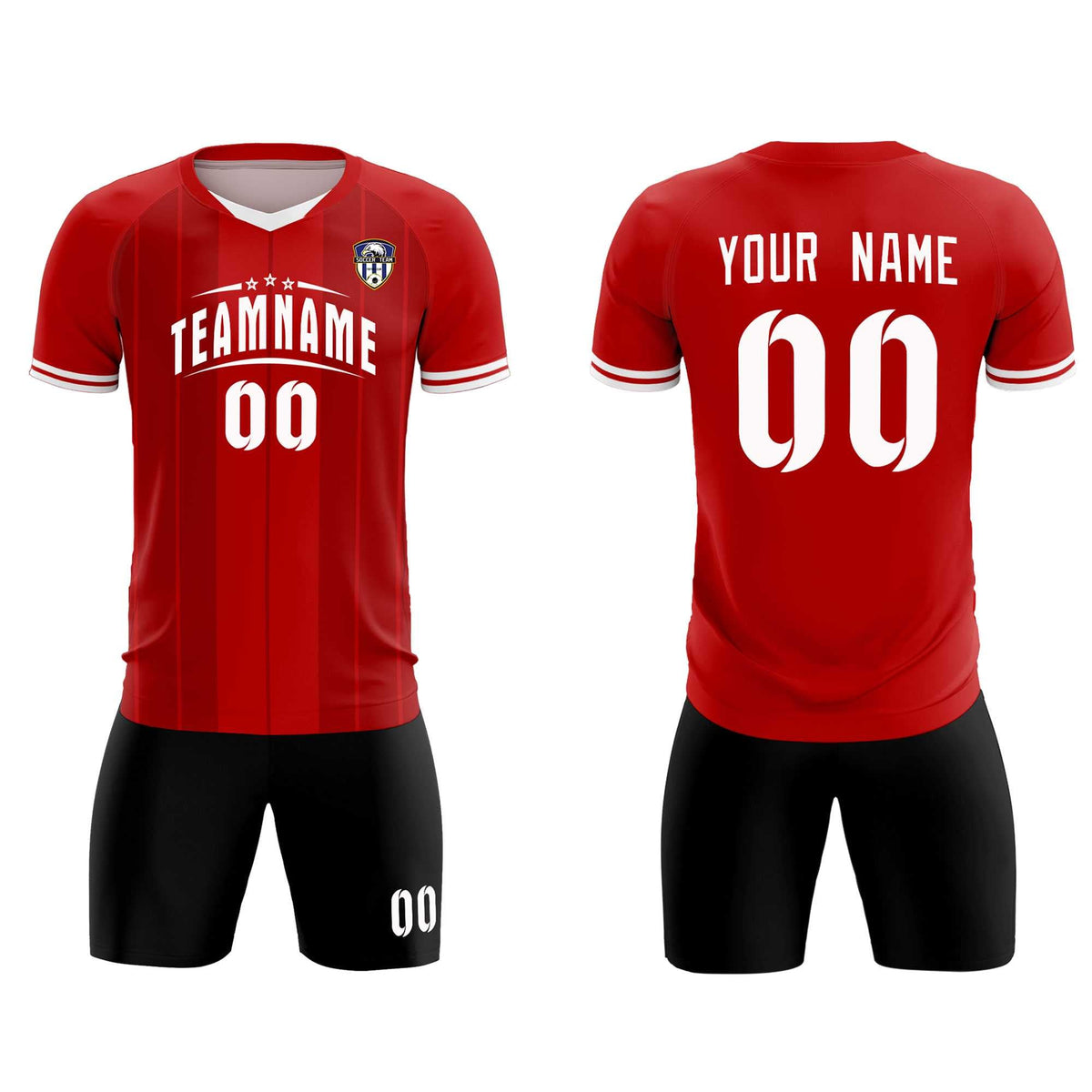 Custom Red Classic Striped Personalized Football Kit Jersey