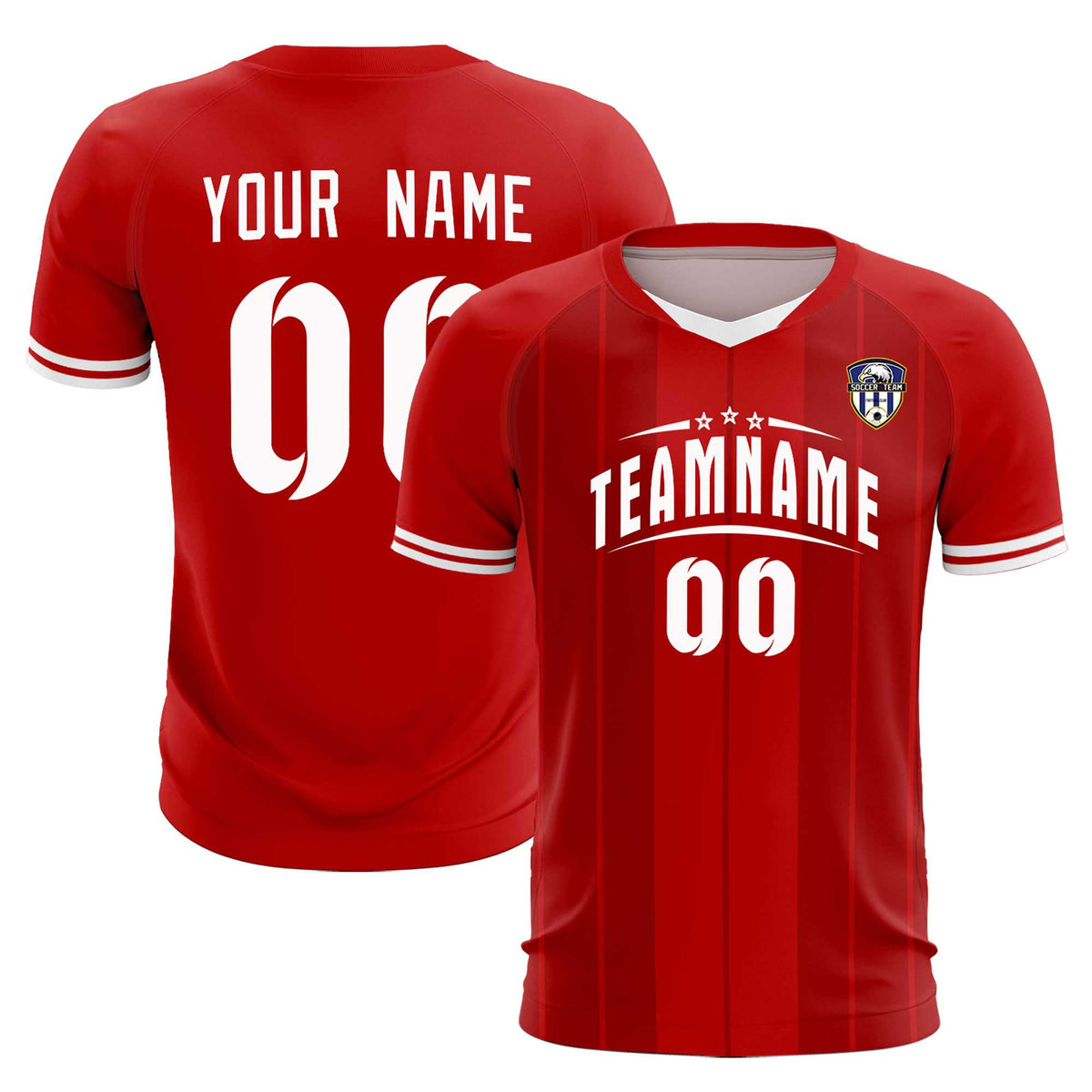 Custom Red Classic Striped Personalized Football Kit Jersey