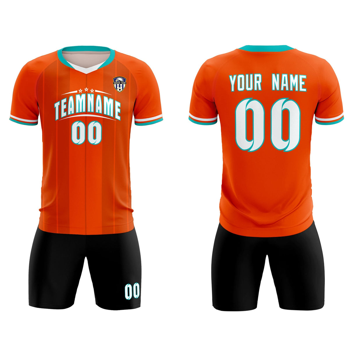 Custom Orange Classic Striped Personalized Football Kit Jersey