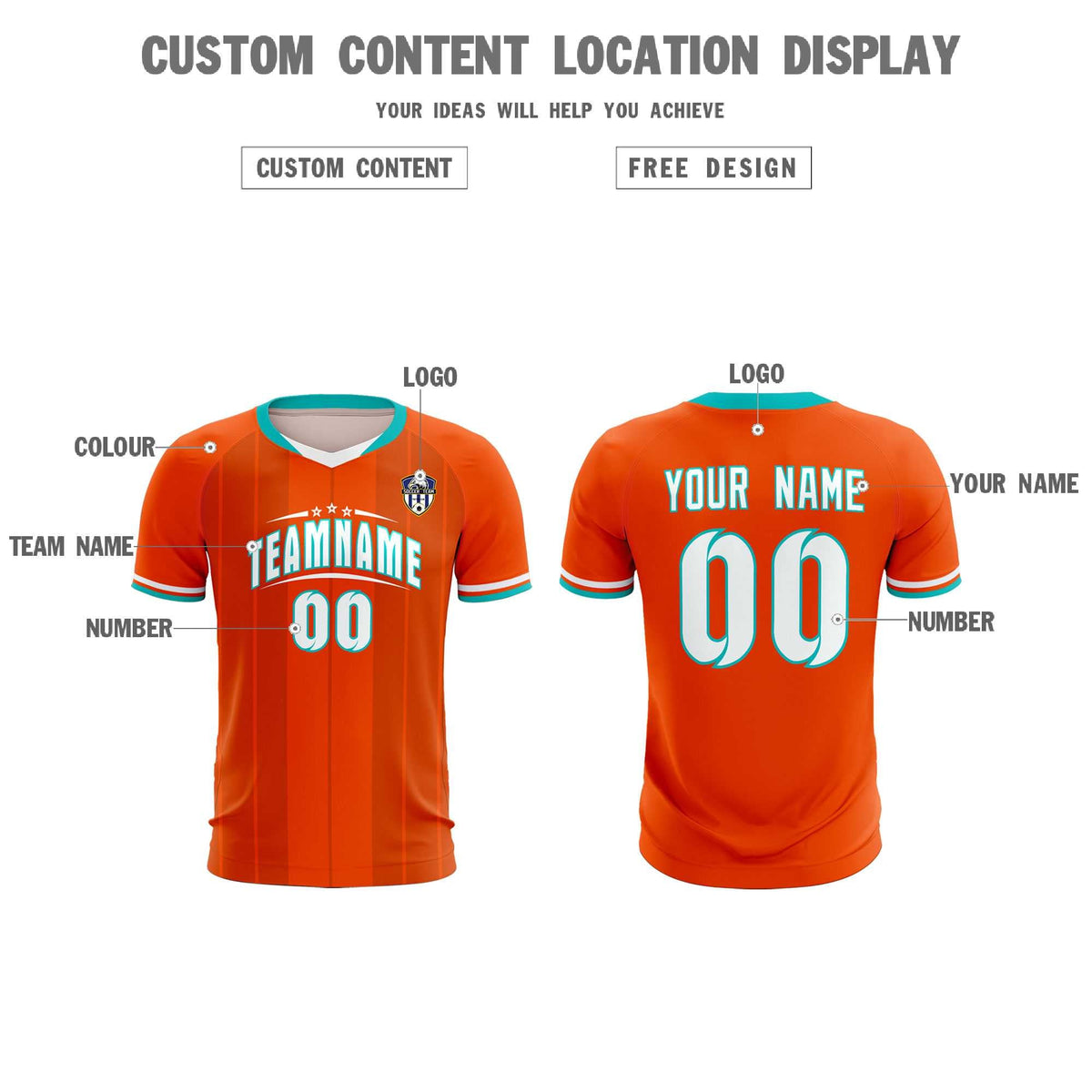 Custom Orange Classic Striped Personalized Football Kit Jersey