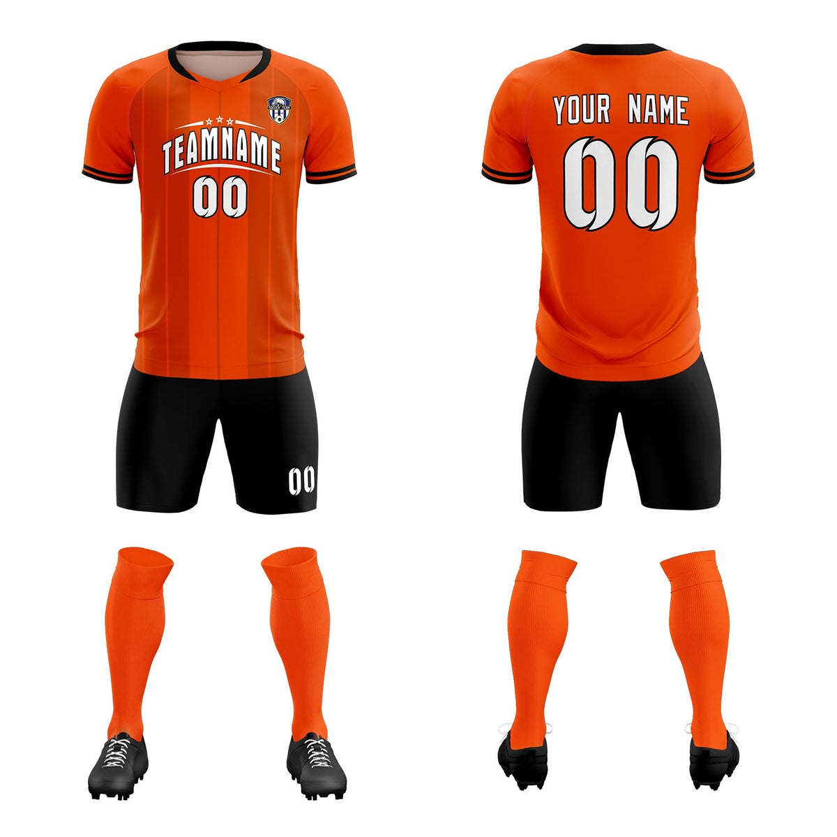 Custom Orange Classic Striped Personalized Football Kit Jersey