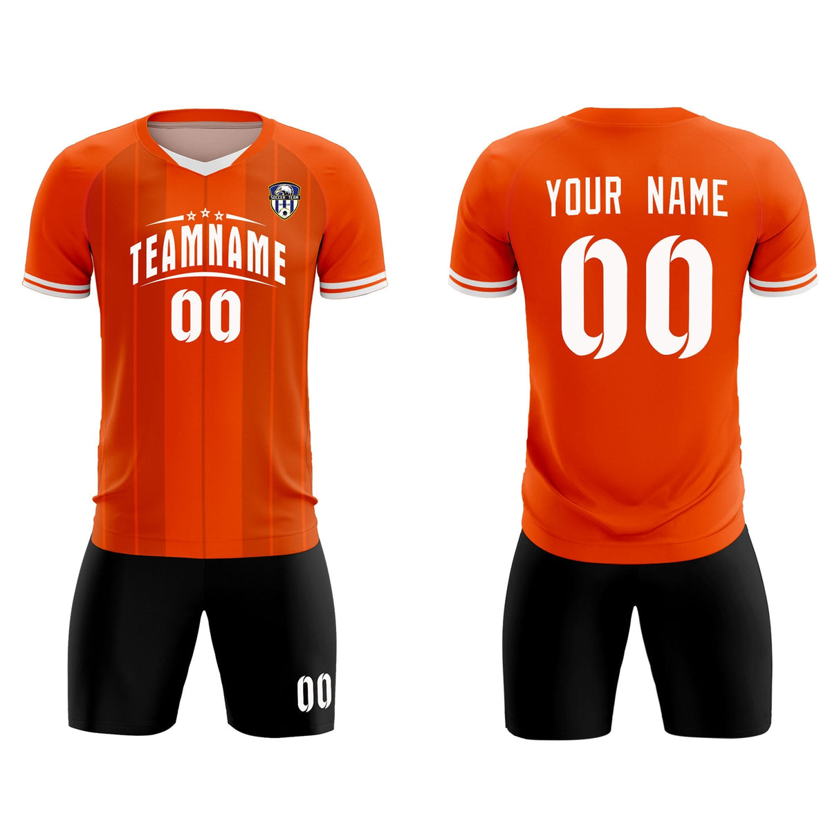 Custom Orange Classic Striped Personalized Football Kit Jersey
