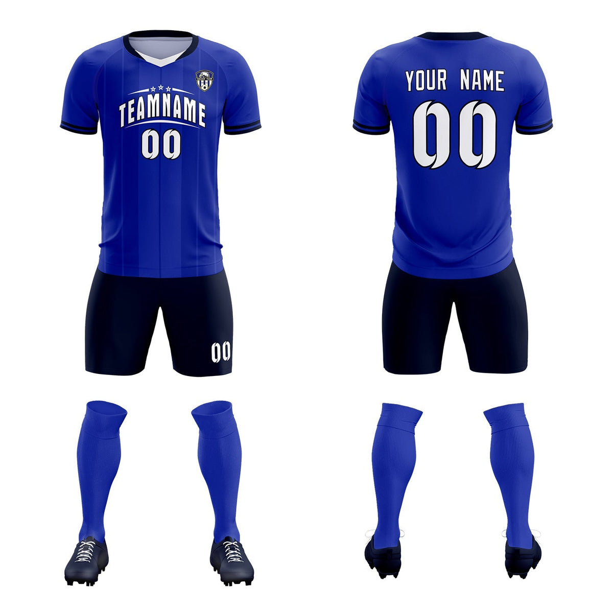 Custom Royal Classic Striped Personalized Football Kit Jersey