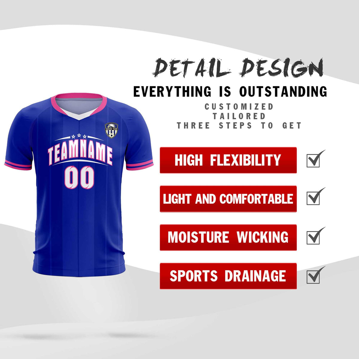 Custom Royal Classic Striped Personalized Football Kit Jersey