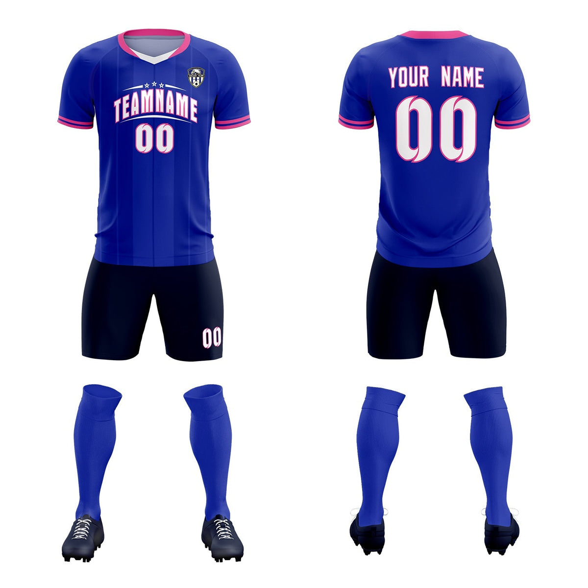 Custom Royal Classic Striped Personalized Football Kit Jersey