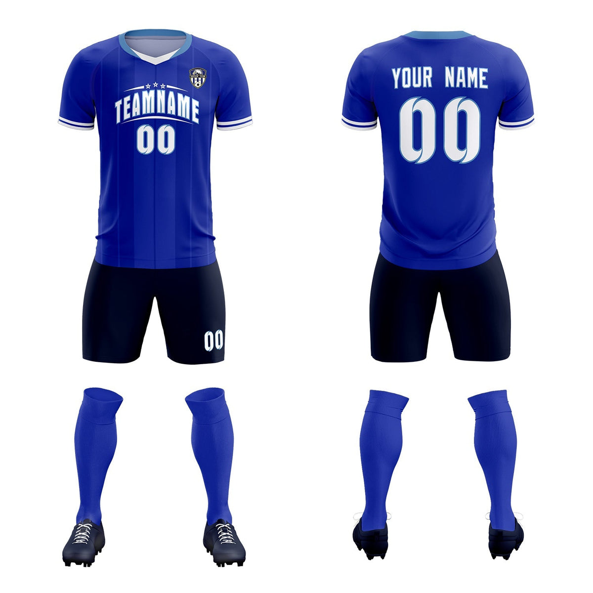 Custom Royal Classic Striped Personalized Football Kit Jersey