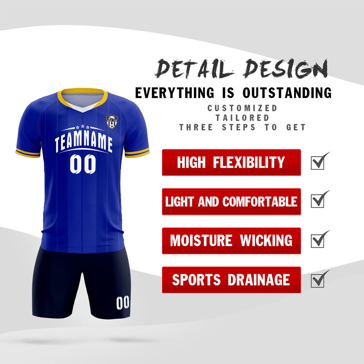 Custom Royal Classic Striped Personalized Football Kit Jersey