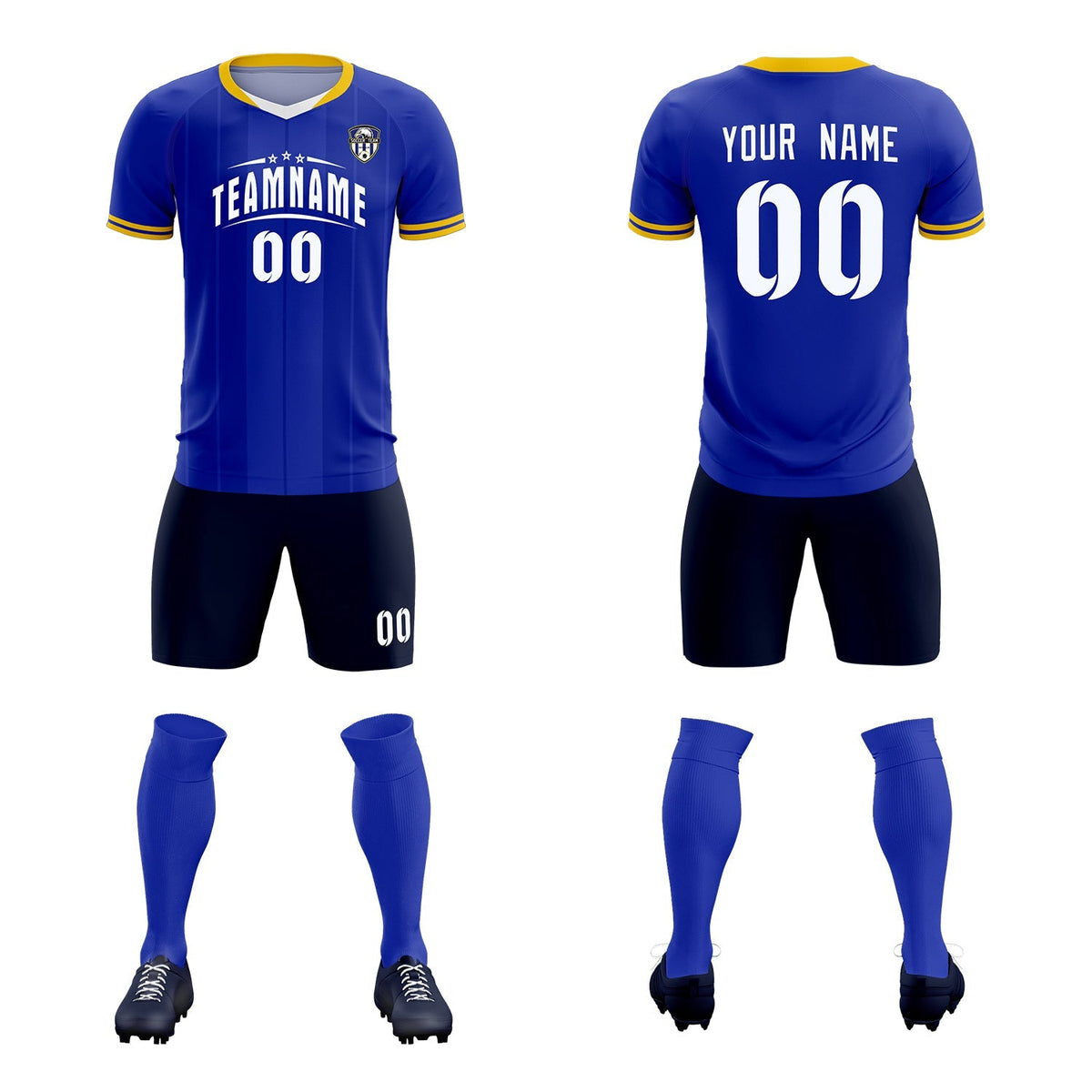 Custom Royal Classic Striped Personalized Football Kit Jersey