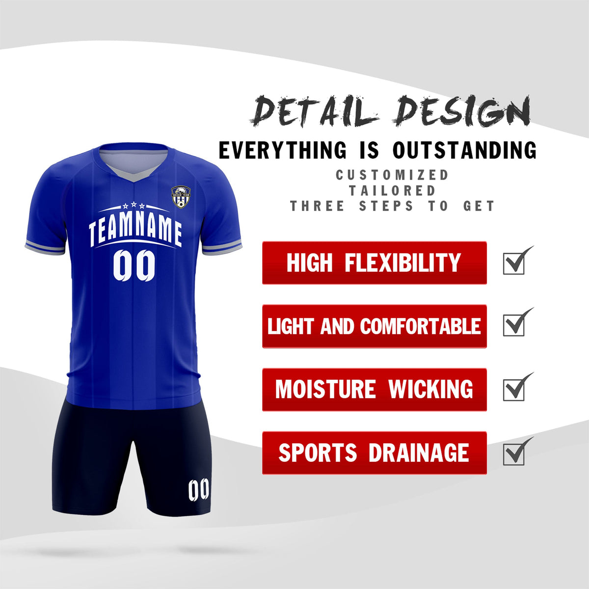 Custom Royal Classic Striped Personalized Football Kit Jersey