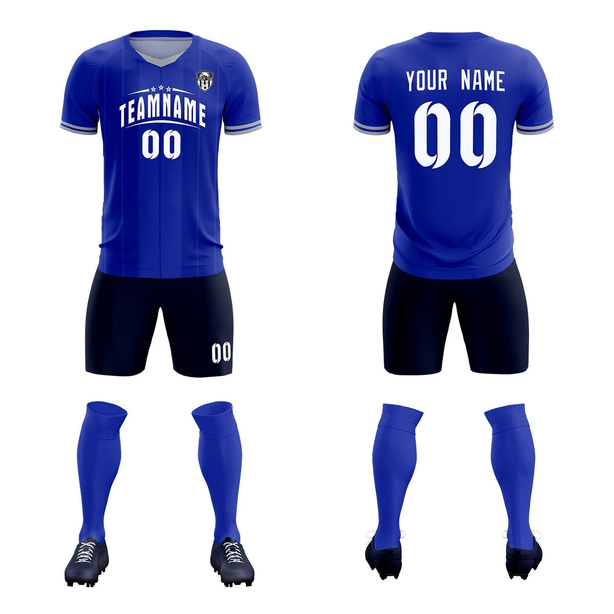 Custom Royal Classic Striped Personalized Football Kit Jersey