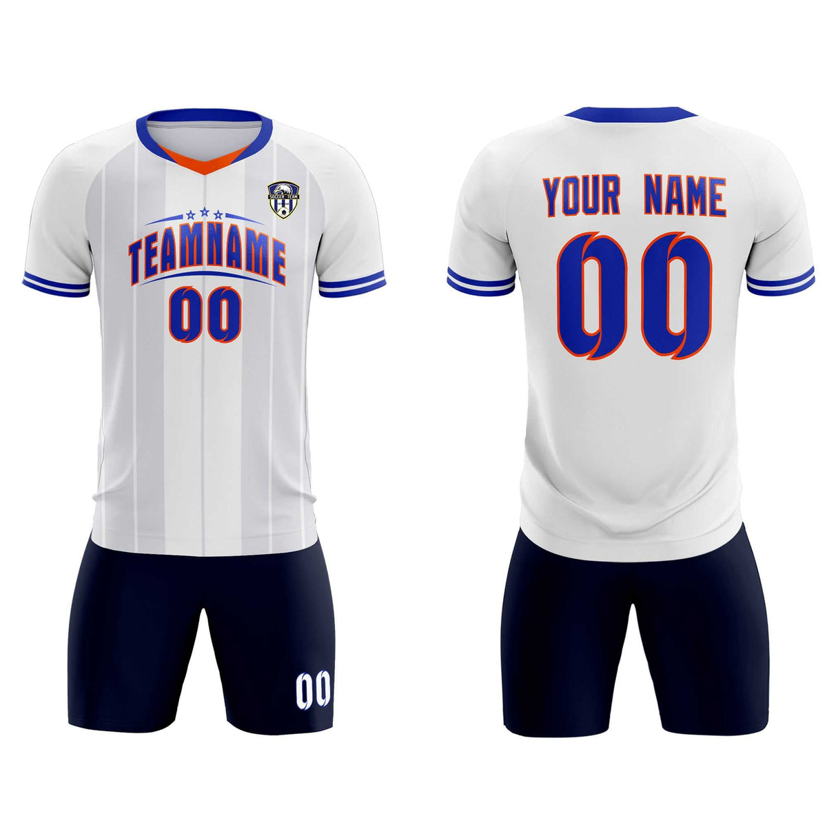 Custom White Classic Striped Personalized Football Kit Jersey