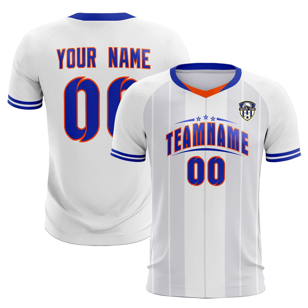 Custom White Classic Striped Personalized Football Kit Jersey