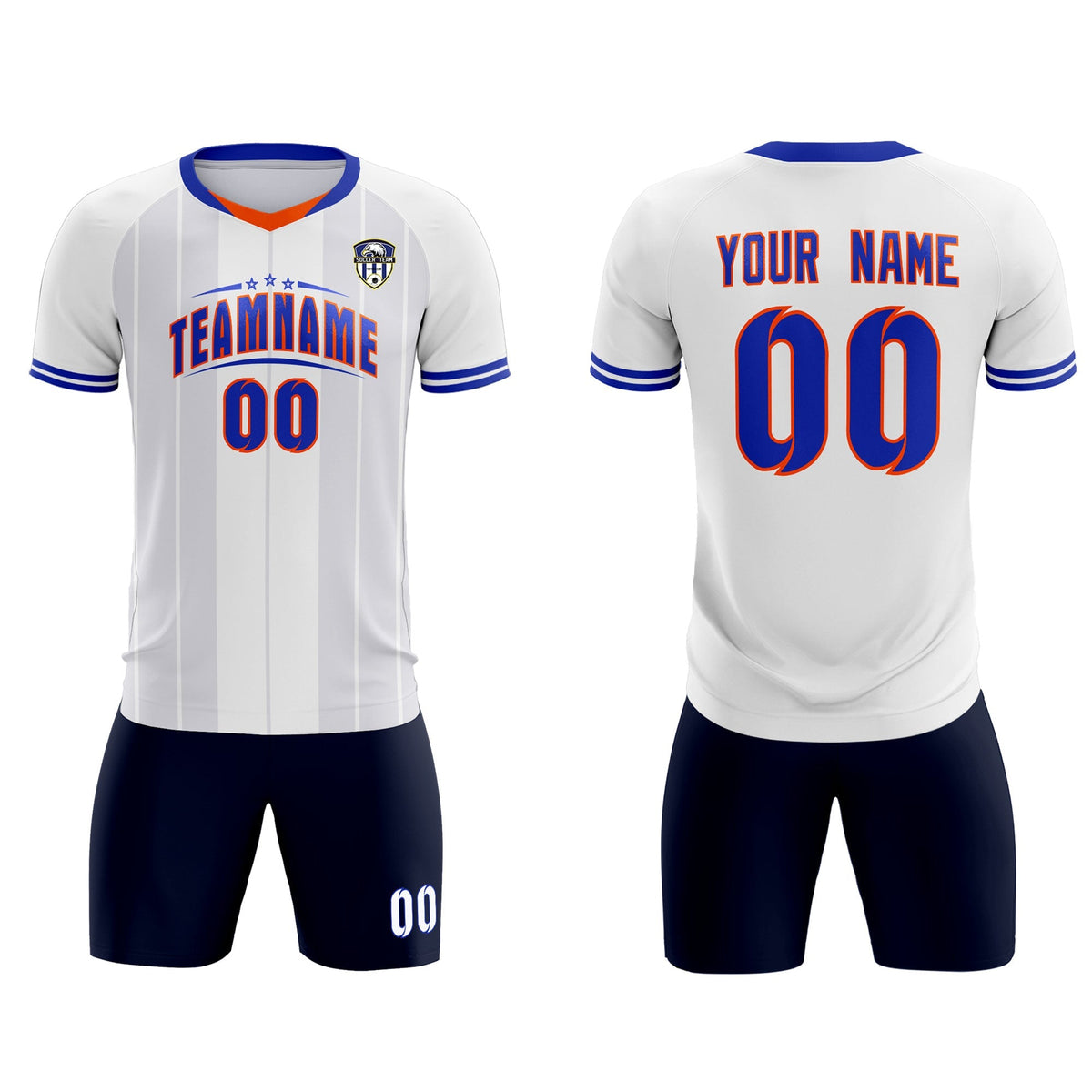 Custom White Classic Striped Personalized Football Kit Jersey