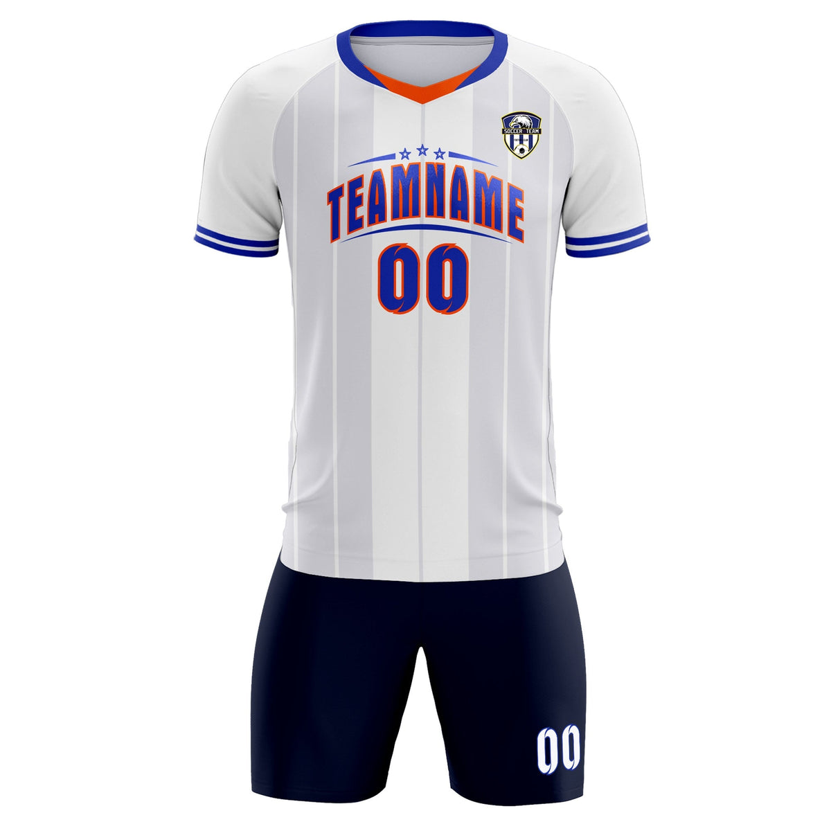 Custom White Classic Striped Personalized Football Kit Jersey