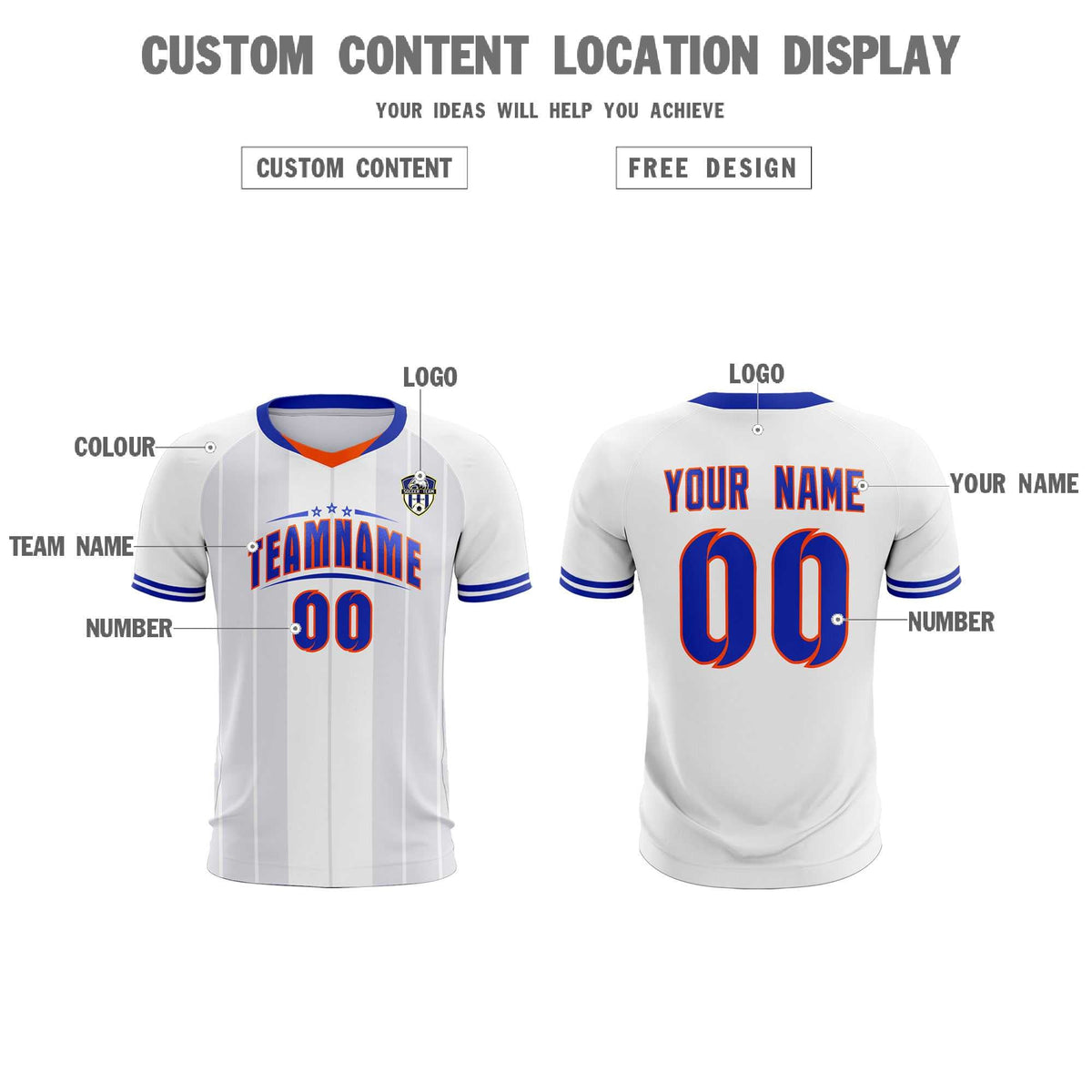 Custom White Classic Striped Personalized Football Kit Jersey