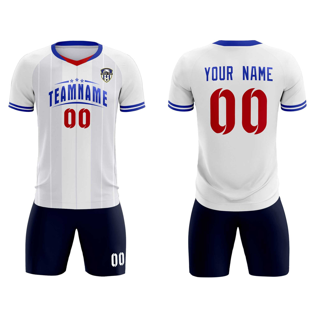 Custom White Classic Striped Personalized Football Kit Jersey