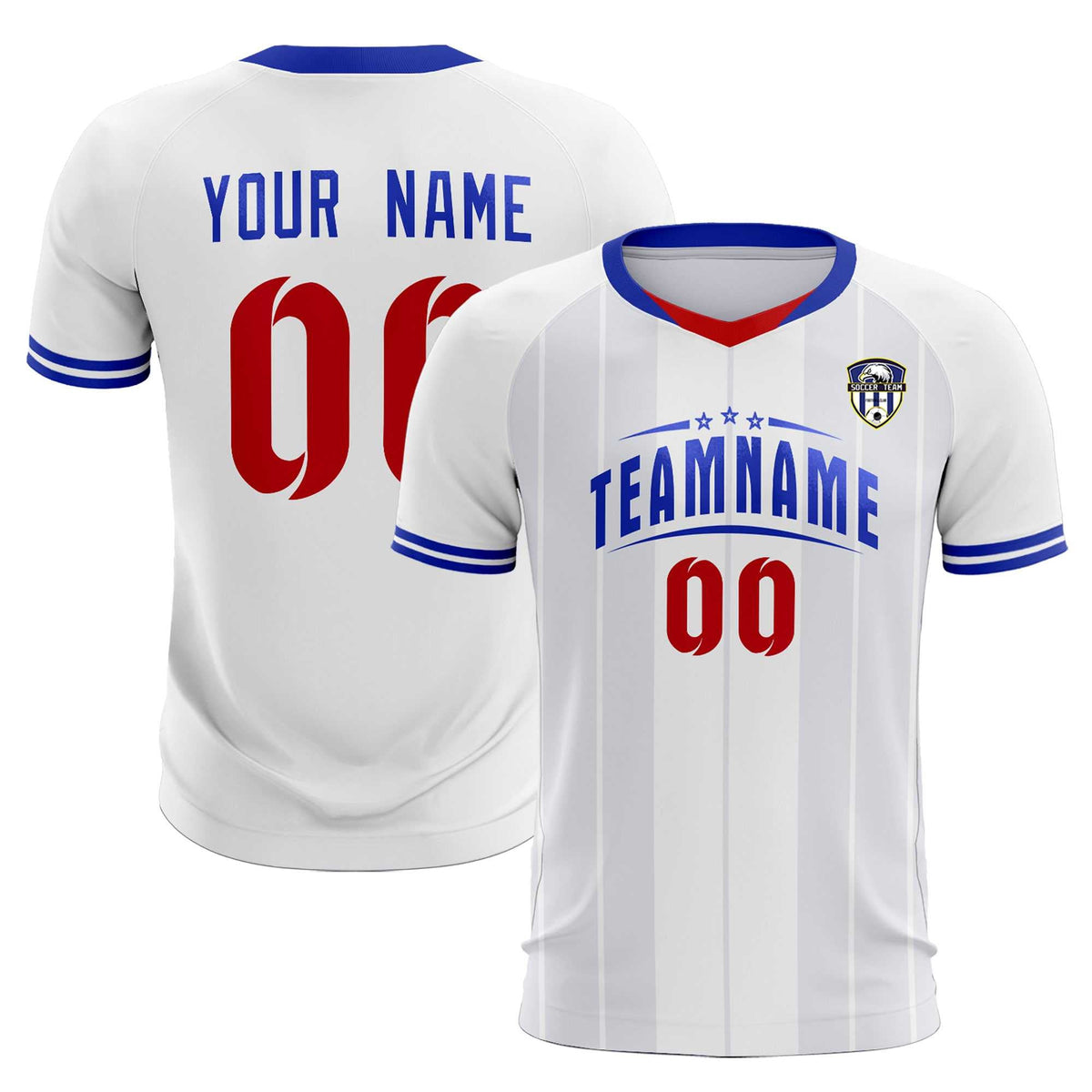 Custom White Classic Striped Personalized Football Kit Jersey