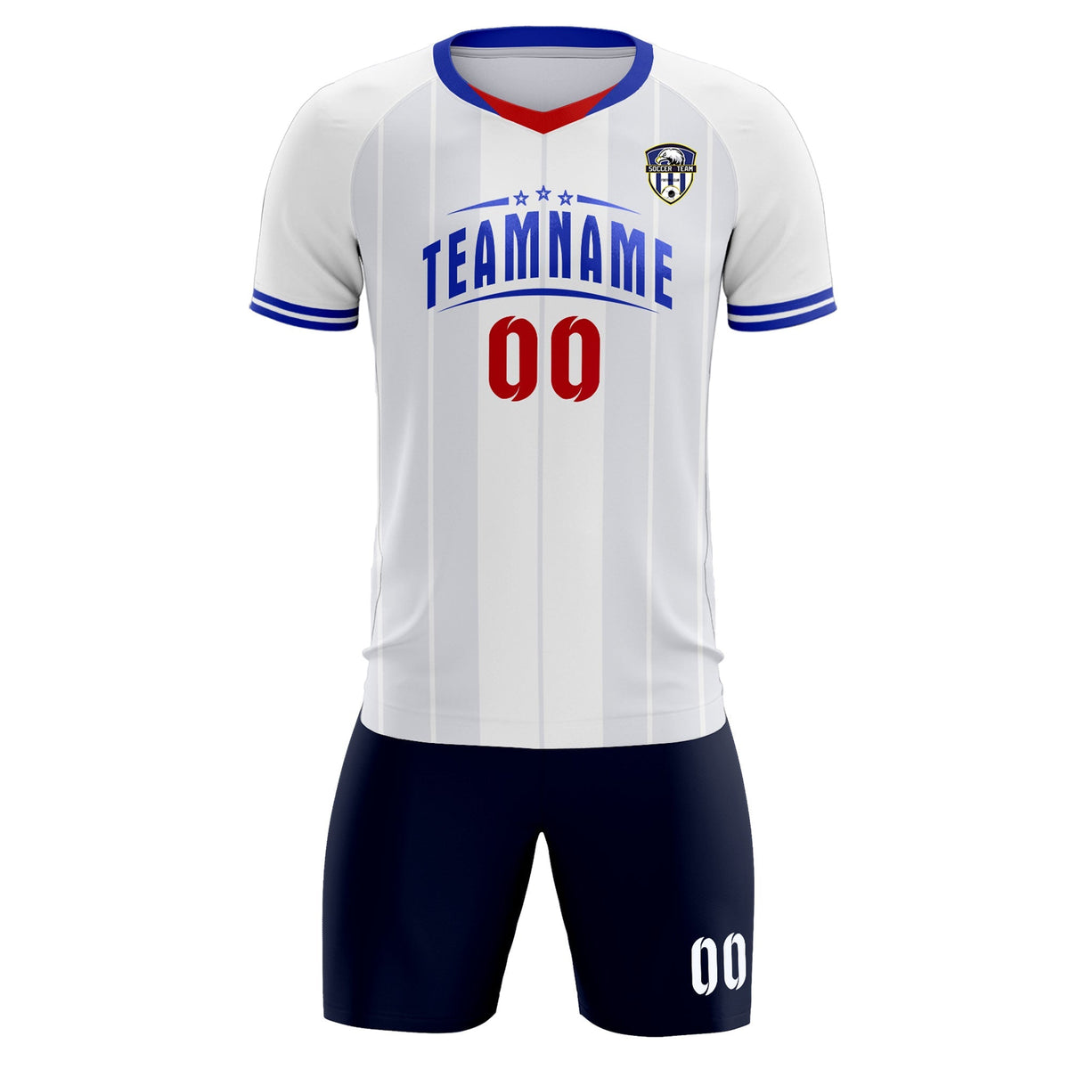 Custom White Classic Striped Personalized Football Kit Jersey