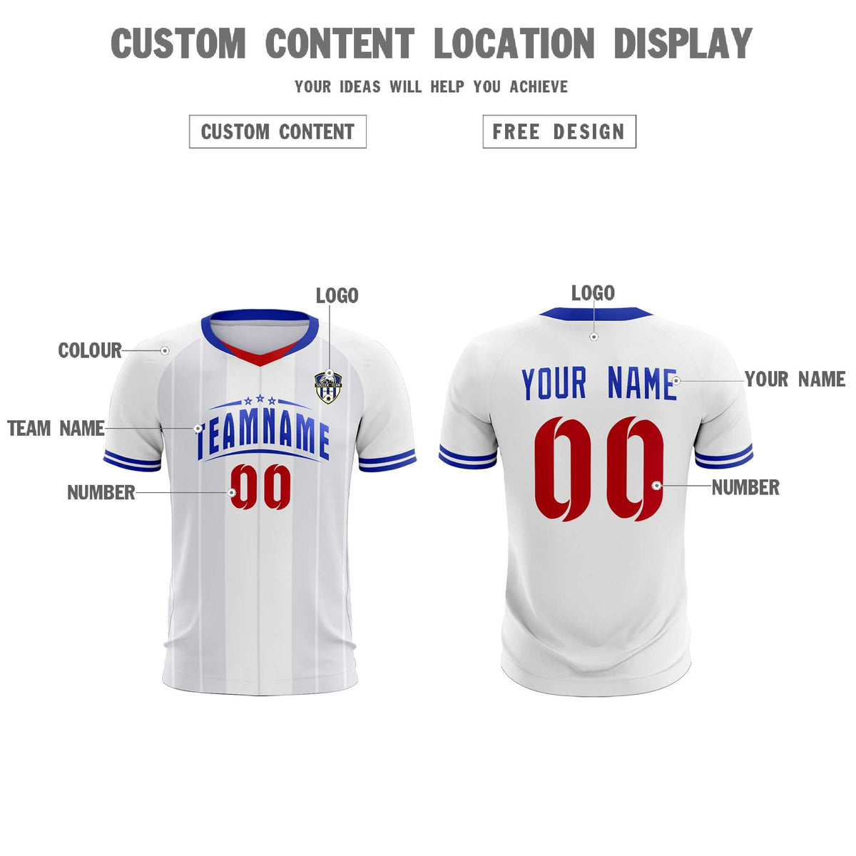 Custom White Classic Striped Personalized Football Kit Jersey