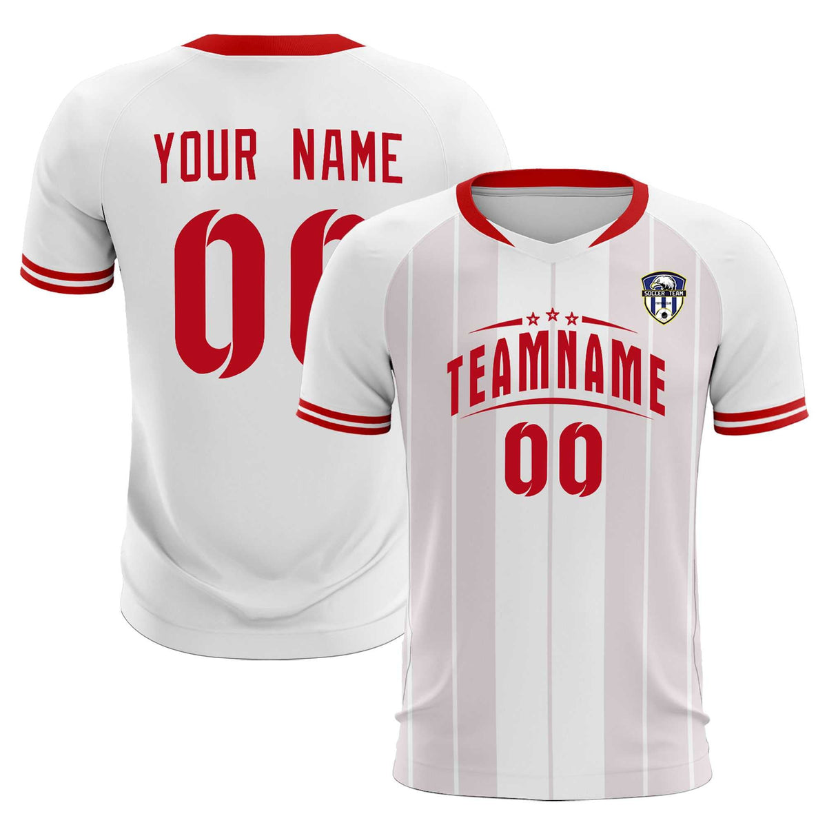 Custom White Classic Striped Personalized Football Kit Jersey