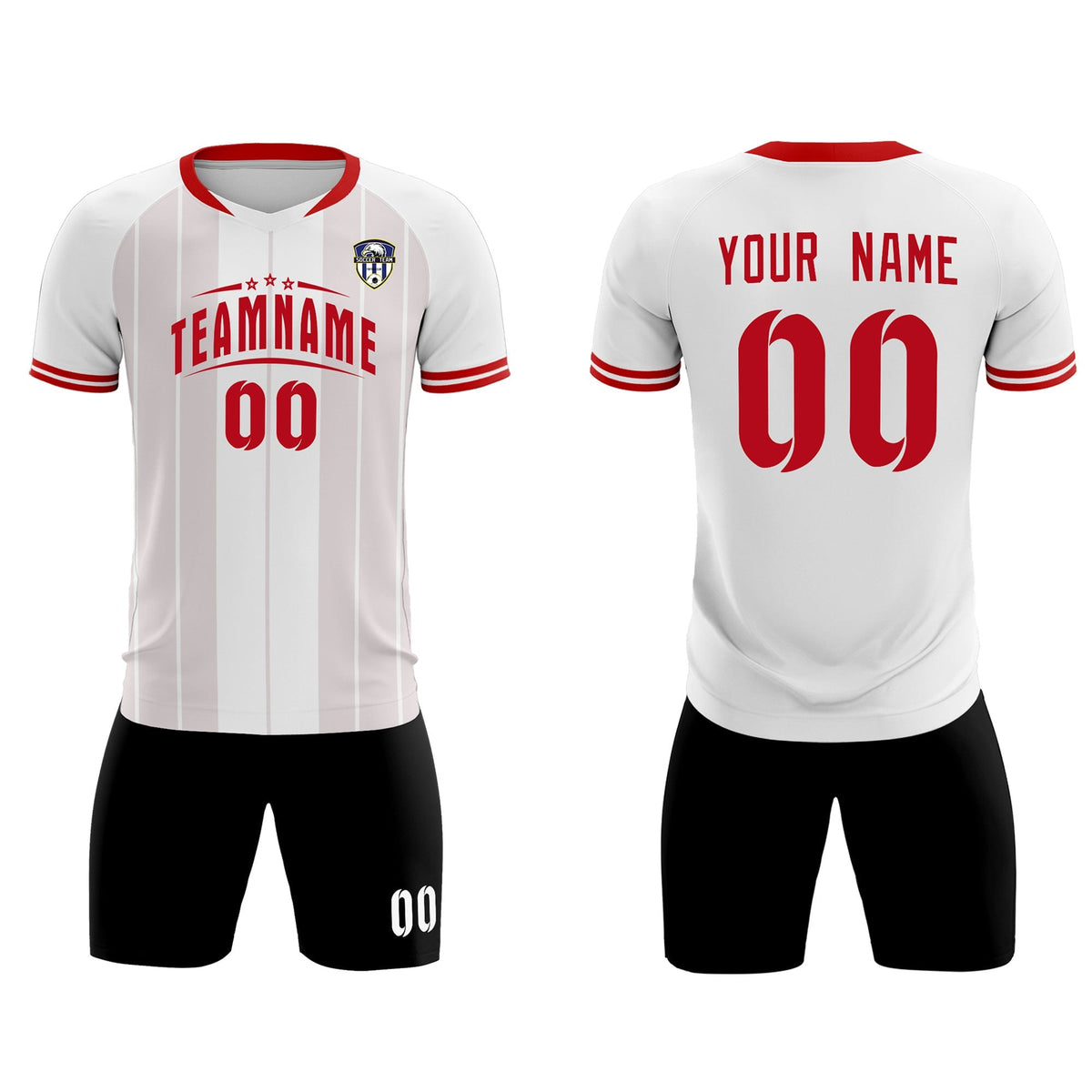 Custom White Classic Striped Personalized Football Kit Jersey