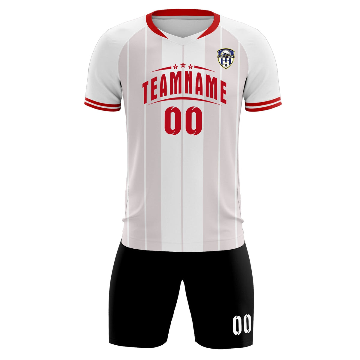 Custom White Classic Striped Personalized Football Kit Jersey