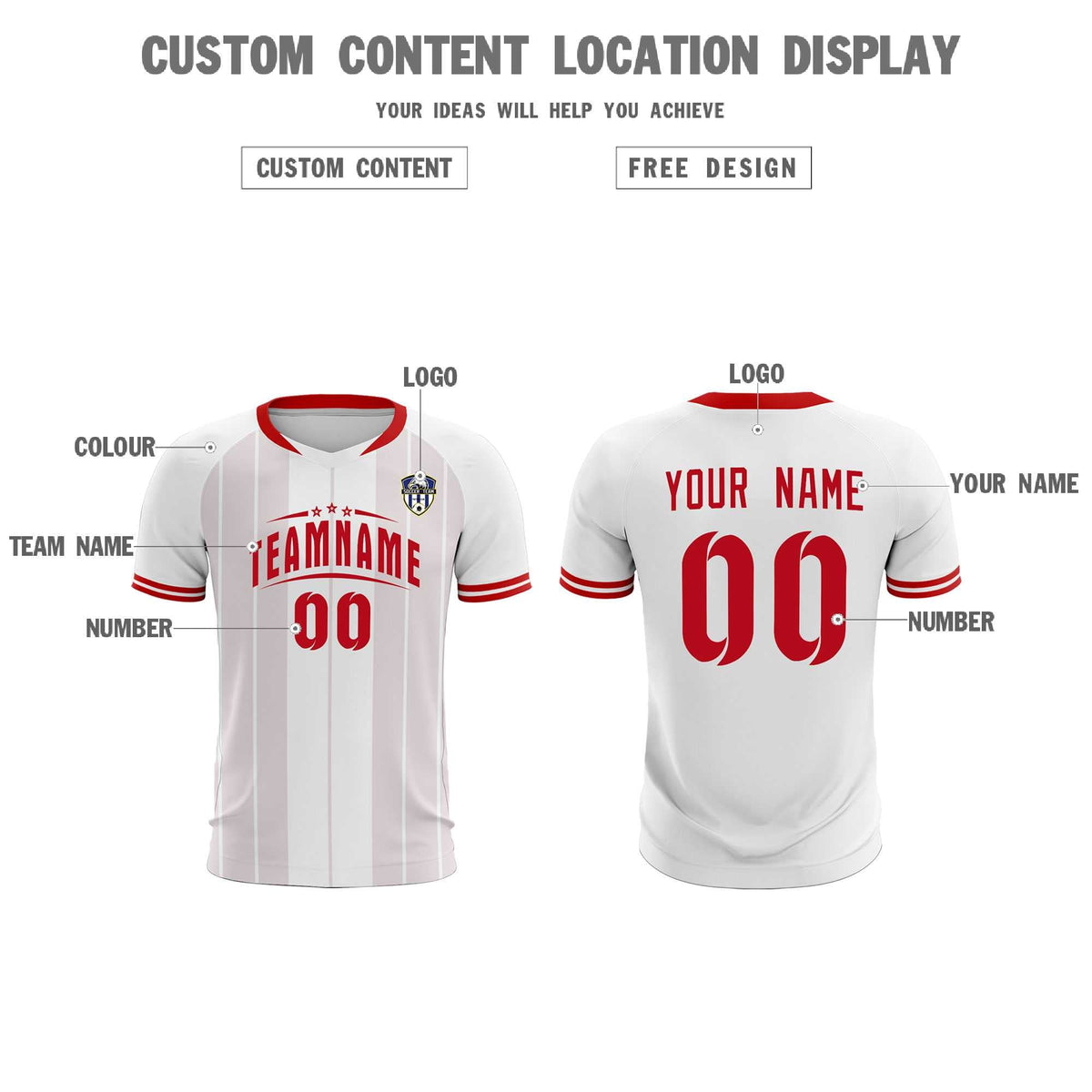 Custom White Classic Striped Personalized Football Kit Jersey