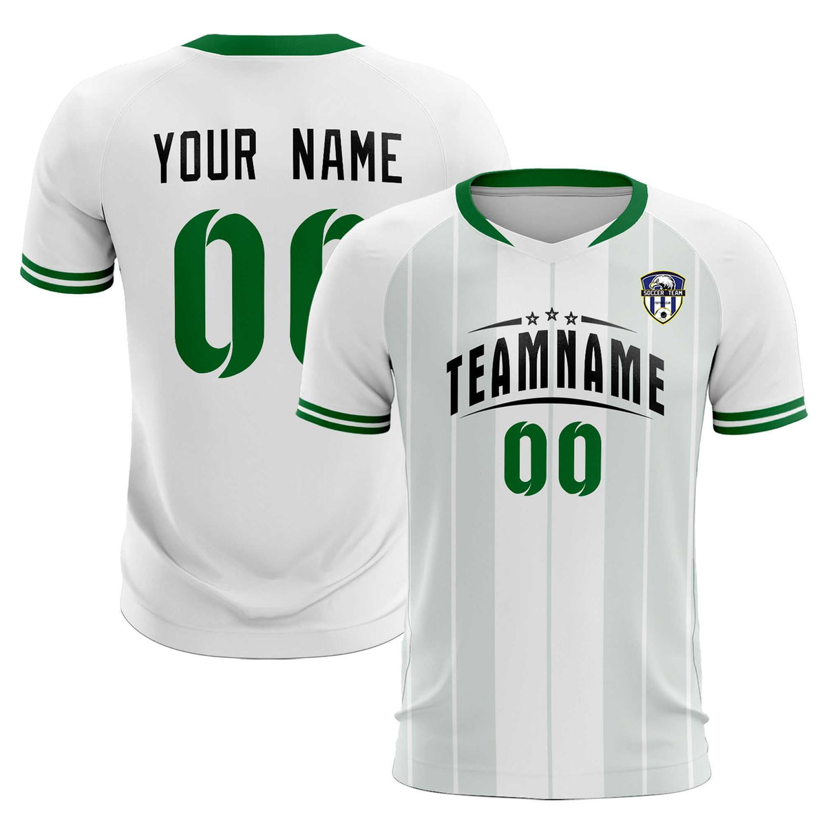Custom White Classic Striped Personalized Football Kit Jersey