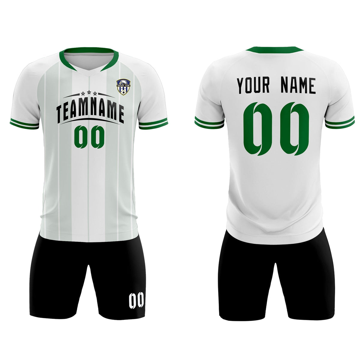 Custom White Classic Striped Personalized Football Kit Jersey