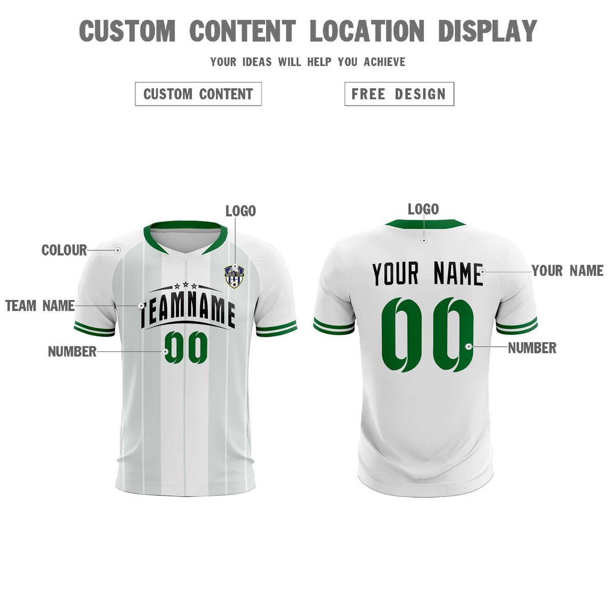 Custom White Classic Striped Personalized Football Kit Jersey