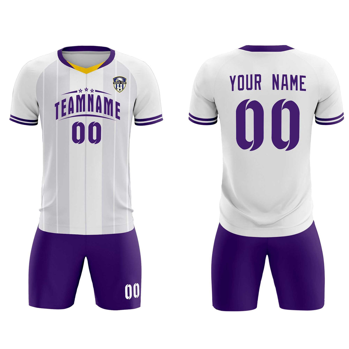 Custom White Classic Striped Personalized Football Kit Jersey