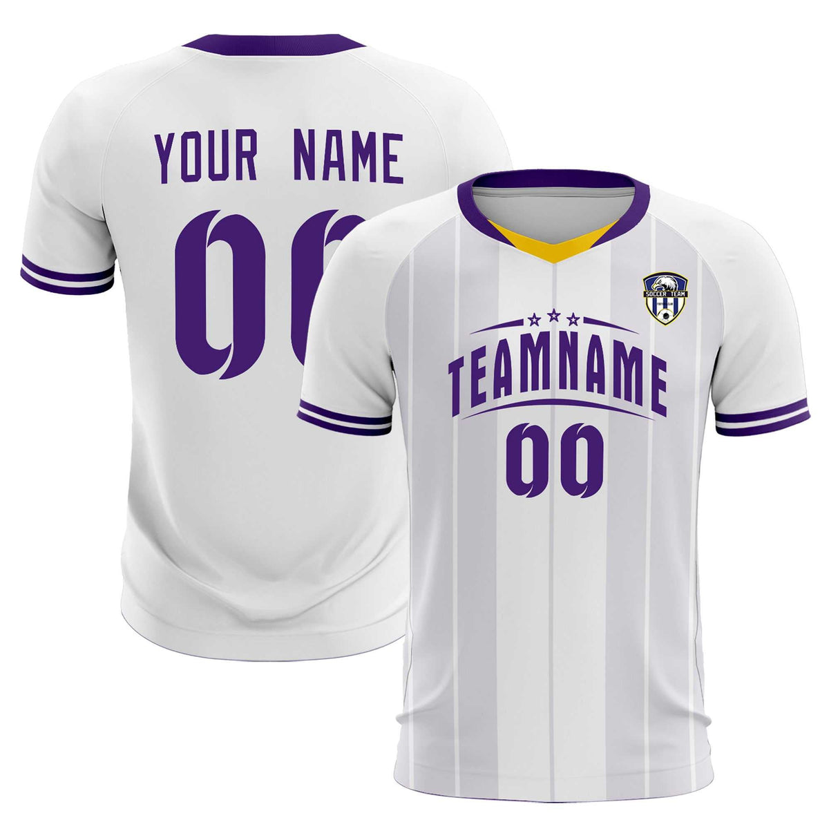 Custom White Classic Striped Personalized Football Kit Jersey