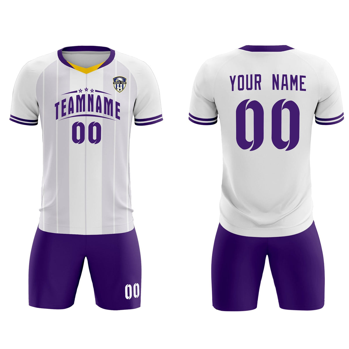 Custom White Classic Striped Personalized Football Kit Jersey