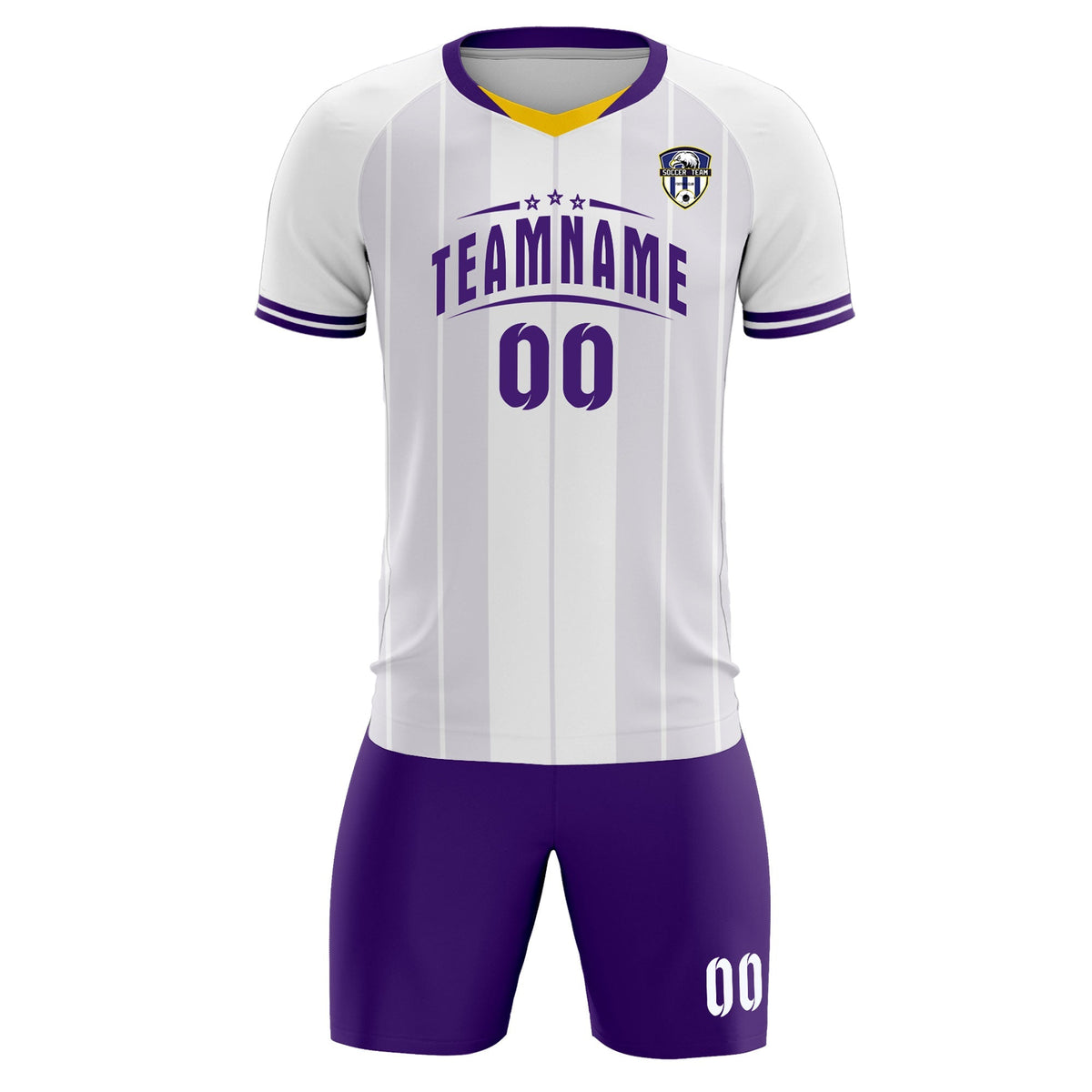 Custom White Classic Striped Personalized Football Kit Jersey