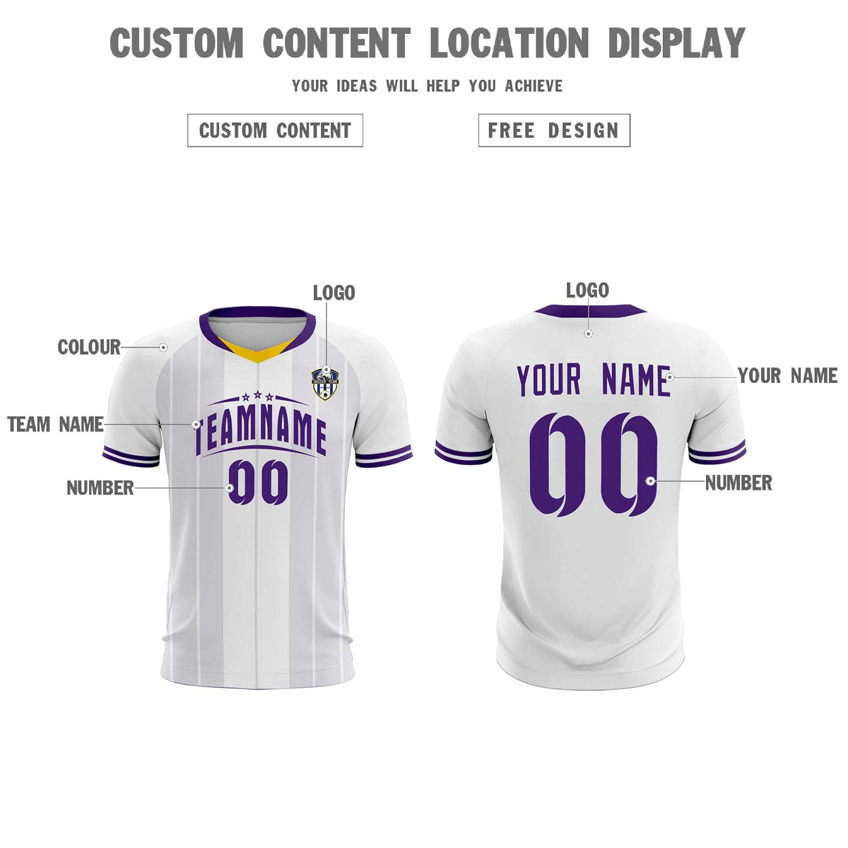 Custom White Classic Striped Personalized Football Kit Jersey