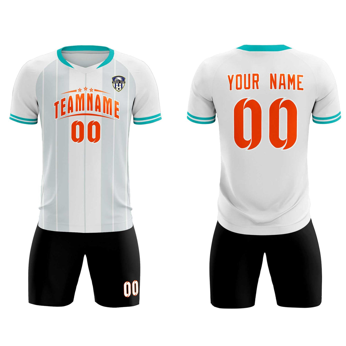 Custom White Classic Striped Personalized Football Kit Jersey