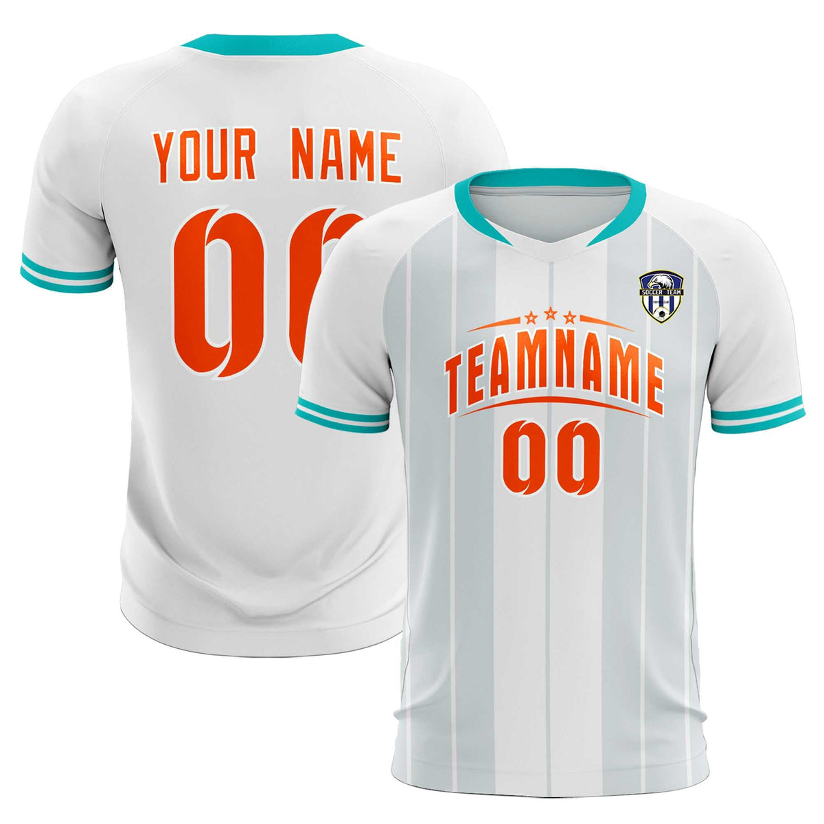 Custom White Classic Striped Personalized Football Kit Jersey