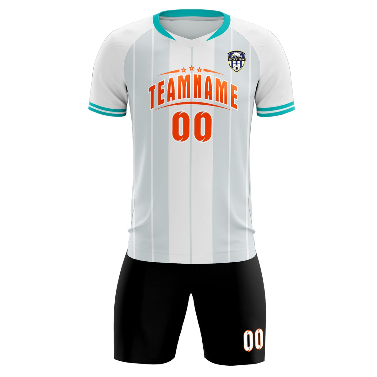 Custom White Classic Striped Personalized Football Kit Jersey