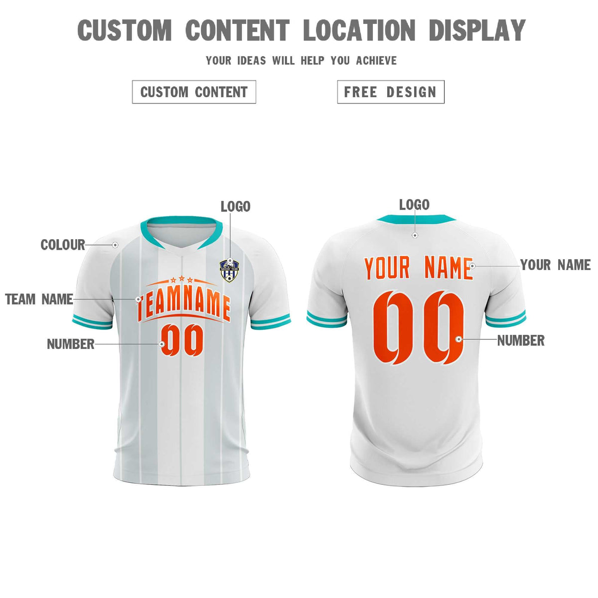 Custom White Classic Striped Personalized Football Kit Jersey
