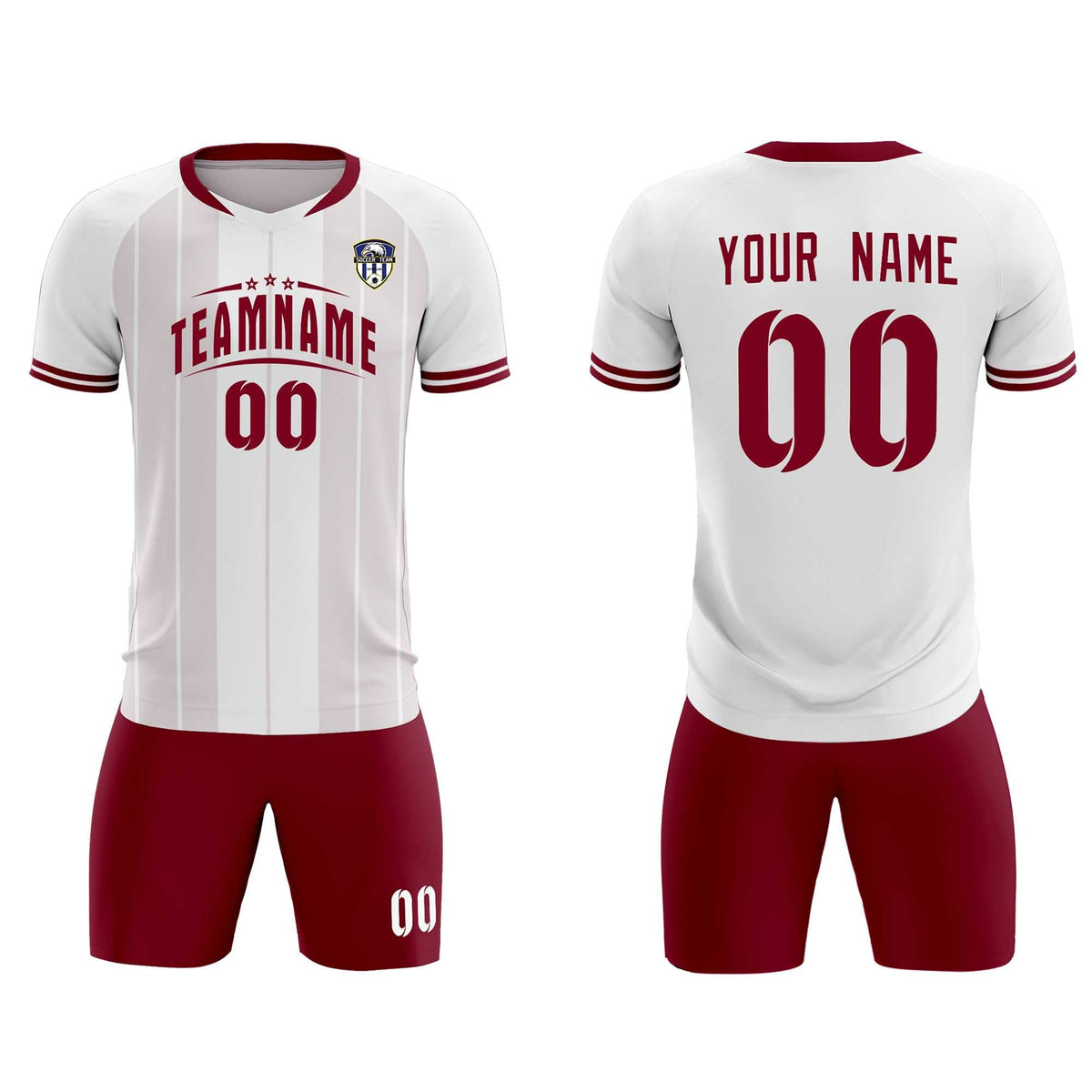 Custom White Classic Striped Personalized Football Kit Jersey